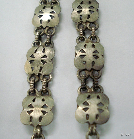 vintage antique tribal old silver necklace pendan… - image 3