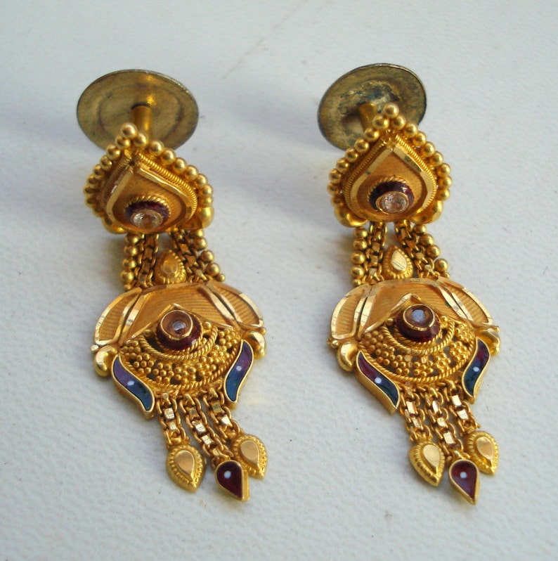 Traditional Design 20k Gold Earrings Ear Plug Handmade Jewelry Etsy