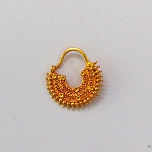 Vintage 20kt Gold Nosering Nath Nose Ornament Handmade Body Piercing Jewelry