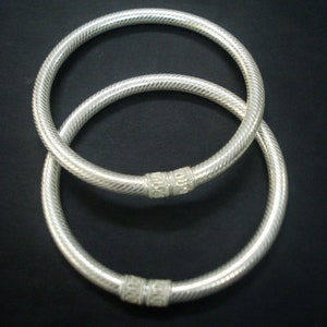 ethnic tribal silver bracelet bangle kada pair handmade jewelry
