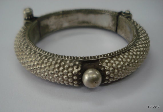 Vintage antique tribal old silver bangle bracelet… - image 5