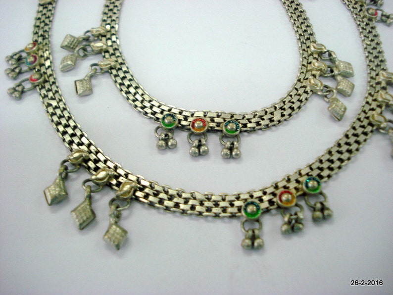 vintage anklet antique old silver anklet feet bracelet ankle chain noisy