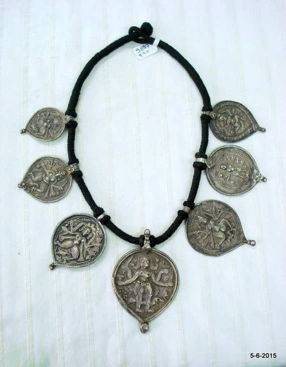 ancient antique tribal old silver amulet pendant … - image 1