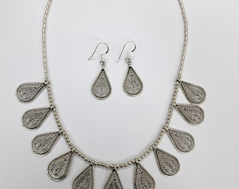 925 sterling silver necklace earring set hallmarked silver jewellery set