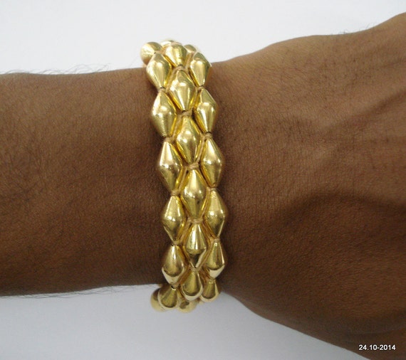vintage tribal 22k gold beads bracelet bangle han… - image 1