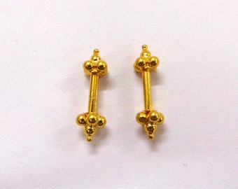 Ethnic Handmade 18kt gold upper ear earrings barbells body piercing jewellery