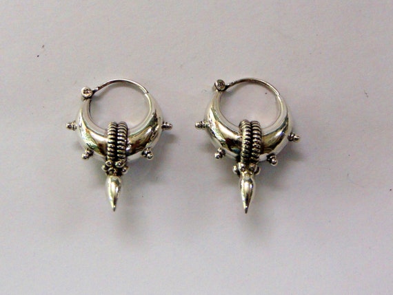 Small Beaded Spike Tribal Hoop Earrings Small Beaded Spike Tribal Hoop Earrings