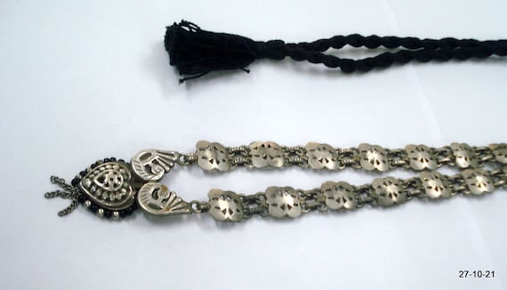 vintage antique tribal old silver necklace pendan… - image 1