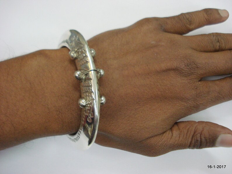 Traditional design sterling silver bangle bracelet cuff handmade jewellery