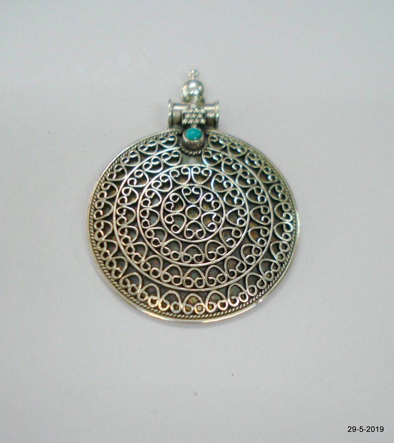 Traditional Design Sterling Silver Pendant Necklace Handmade Jewelry