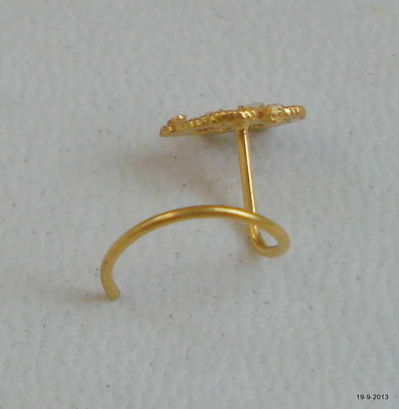 18k Traditional Design Gold Nose Stud Nosepin Rajasthan India Etsy