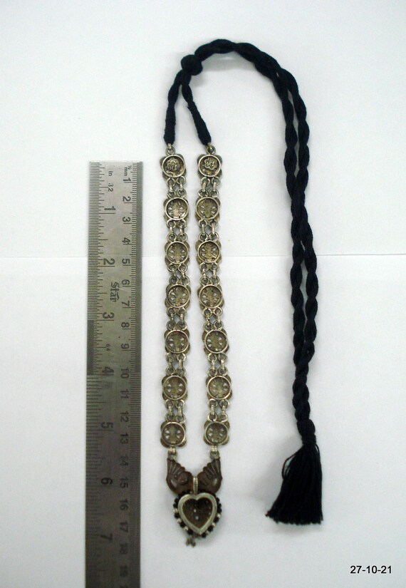 vintage antique tribal old silver necklace pendan… - image 5