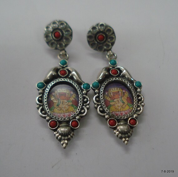 Post Hoop Earrings Antiqued Beaded DesignSterling Silver Post Hoop Earrings Antiqued Beaded DesignSterling Silver