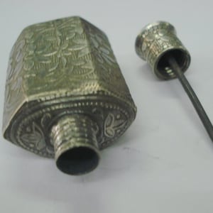 vintage antique collectible old silver perfume bottle handmade india