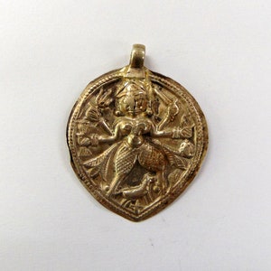 vintage antique tribal old silver amulet pendant necklace hindu god shiva