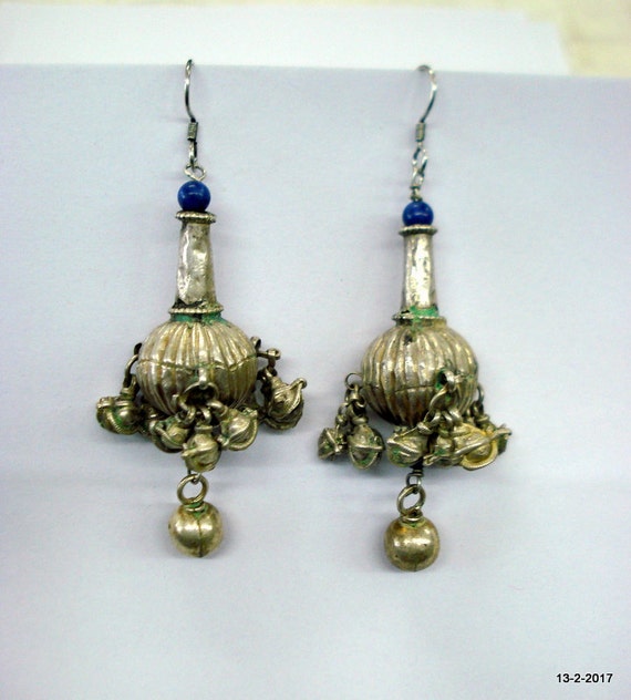 vintage antique ethnic tribal old silver earrings