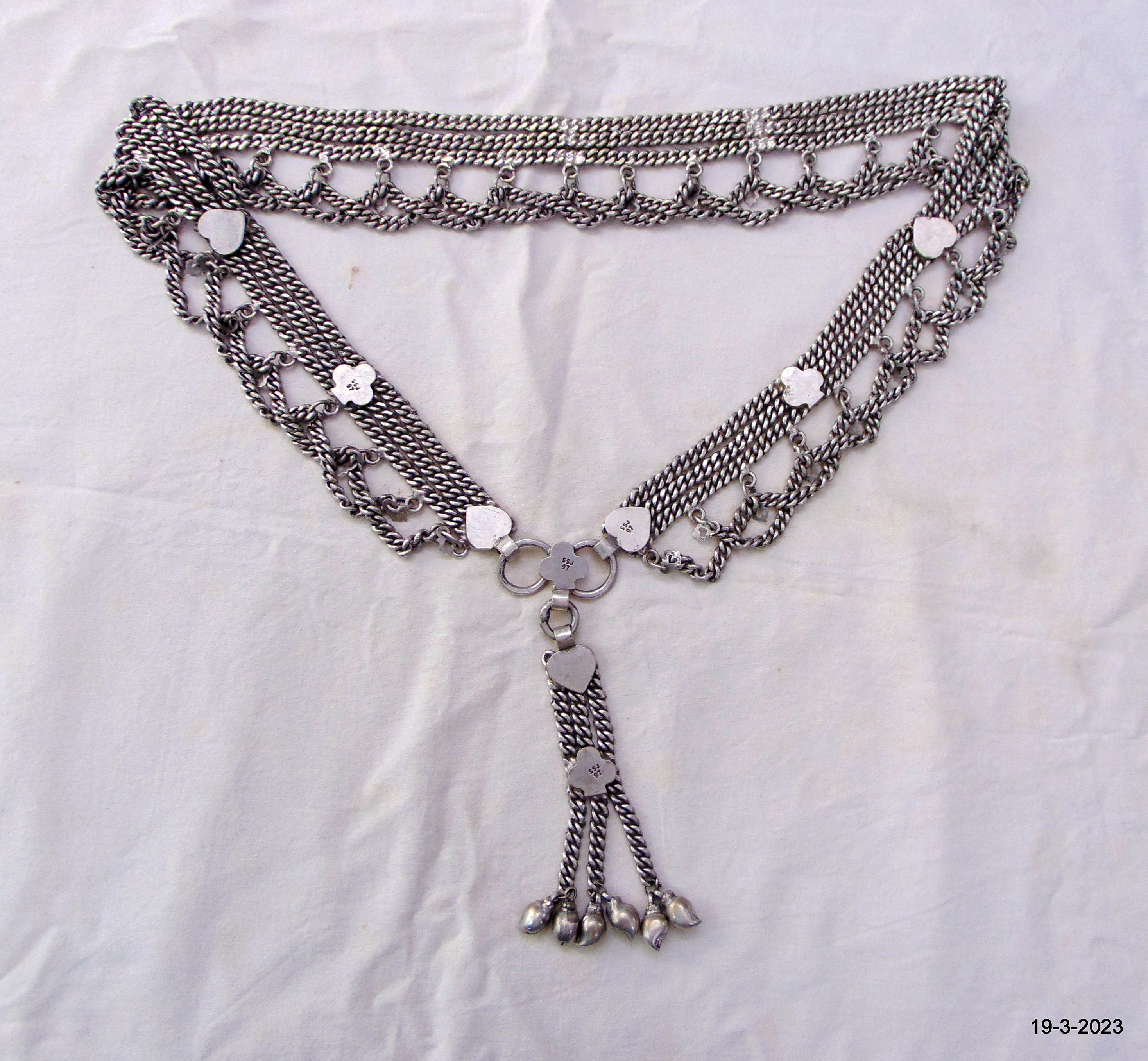 Y2K Boho Silver Tone Aztec Coin Charm Chain Belt Beaded Dangle Hip Waist Women Ethnic Silver Metal Chain Coin Charms Belt S M  main image 3