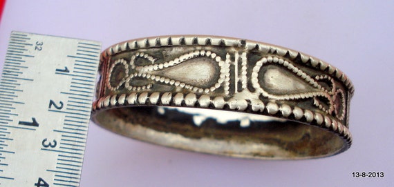 vintage antique tribal old silver bracelet bangle… - image 5