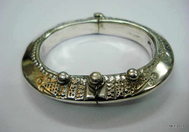 Traditional design sterling silver bangle bracelet cuff handmade jewellery