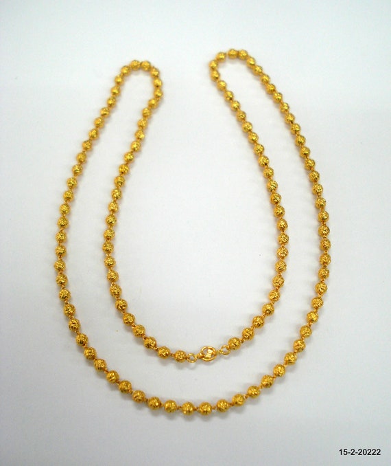 22kt Gold Chain Necklace Ethnic Gold Beads Chain Mala Handmade