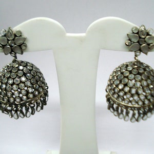 Traditional design sterling silver earrings jhumka earrings glass stone earrings