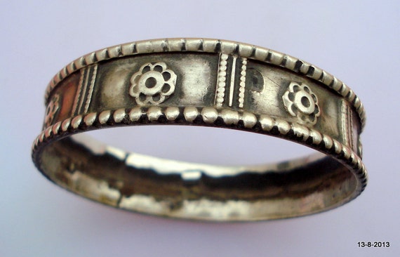 vintage antique tribal old silver bracelet bangle… - image 1