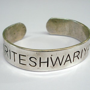 Sterling Silver Om Amriteshwaryai Namah Mantra Bracelet Bangle cuff kada