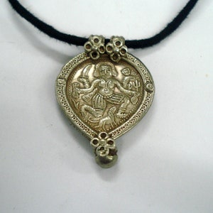 old silver necklace amulet pendant tribal hindu deity hindu god goddess
