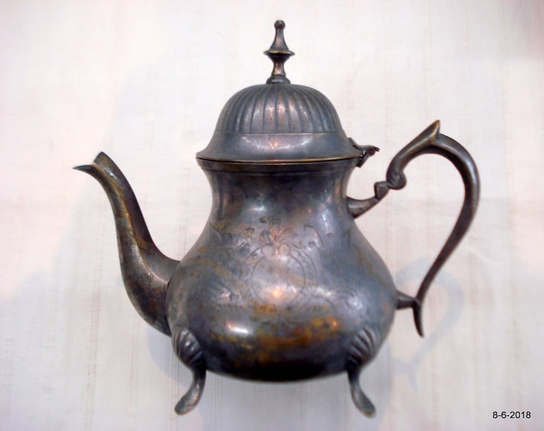 Antique Old Collectible Metal Tea Pot Set and Service With Cup Etsy
