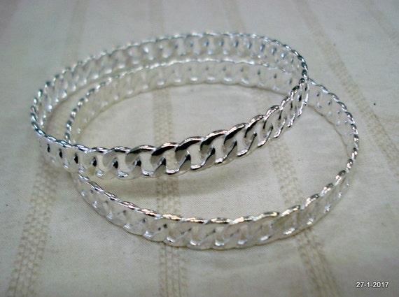 Ethnic Sterling Silver Bangle Bracelet Chudiyan 2pc Handmade