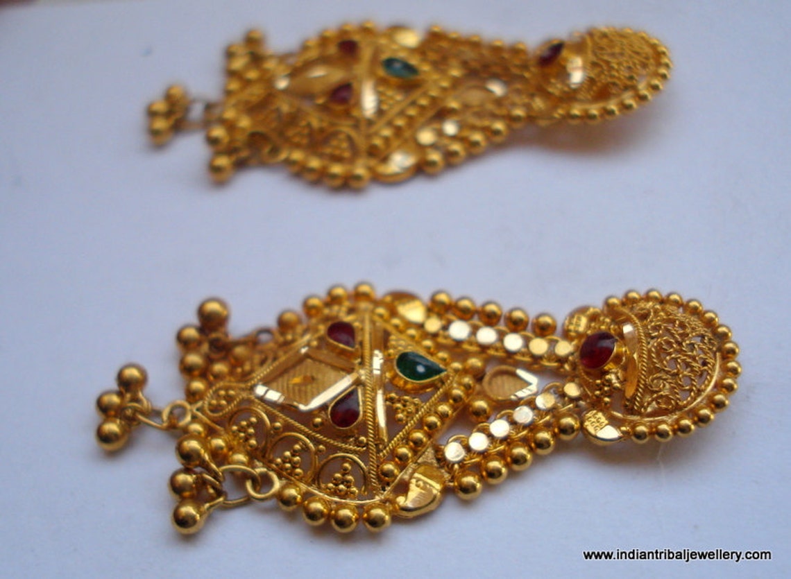 Ethnic 20k gold earrings handmade jewelry from rajasthan india Etsy