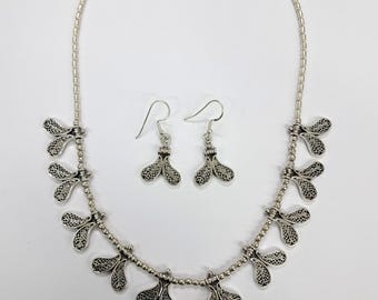925 sterling silver necklace earring set hallmarked silver jewellery set