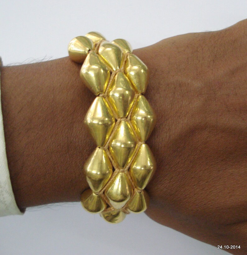 Vintage Tribal 22k Gold Beads Bracelet Bangle Cuff Handmade Etsy