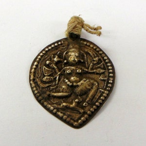 vintage antique tribal old silver amulet pendant necklace hindu god shiva