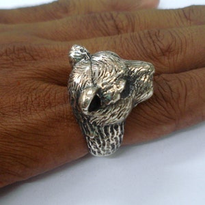Sterling silver ring panther tiger head ring handmade jewellery Men Rings