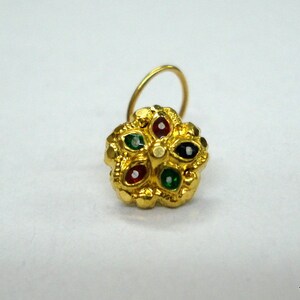 18kt traditional design gold nose stud nosepin nose ornament handmade image 1