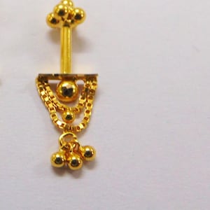 Etnische handgemaakte 18kt gouden bovenooroorbel halter piercingsieraden