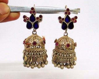 vintage antique tribal old silver earring Pair banjara jewelry jhumka earring