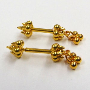 Ethnic Handmade 18kt gold upper ear earrings barbells body piercing jewellery