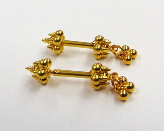 Ethnische Handmade 18kt Gold oberen Ohr Ohrringe Barbells Piercing Schmuck