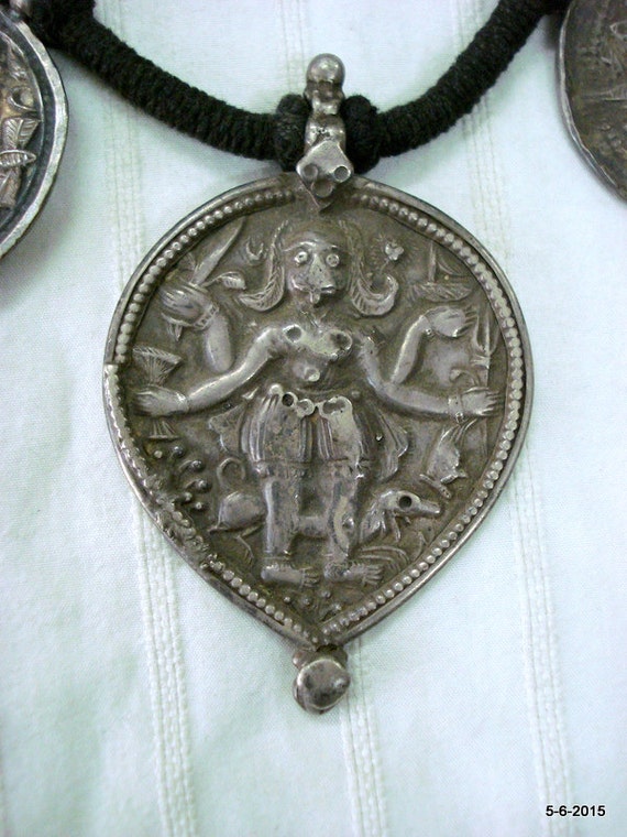 ancient antique tribal old silver amulet pendant … - image 5