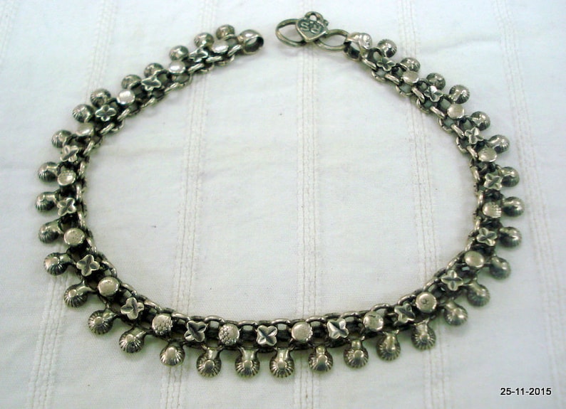 vintage antique tribal old silver anklet feet bracelet ankle chain