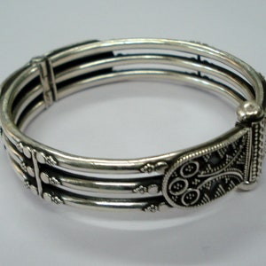 Traditional design sterling silver bangle bracelet cuff handmade jewellery