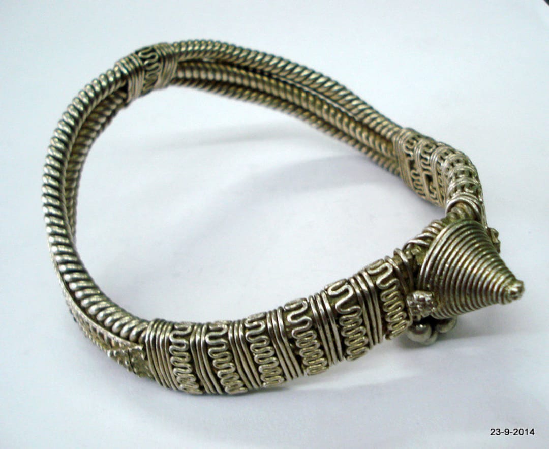 Vintage Antique Ethnic Tribal Old Silver Armlet Bracelet Bajuband Arm ...