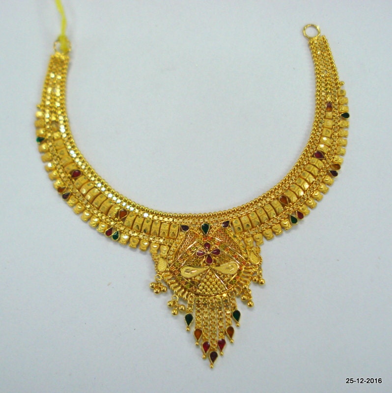 22kt Gold Necklace Handmade Gold Choker 