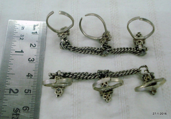 vintage antique tribal old silver toe rings tradi… - image 4