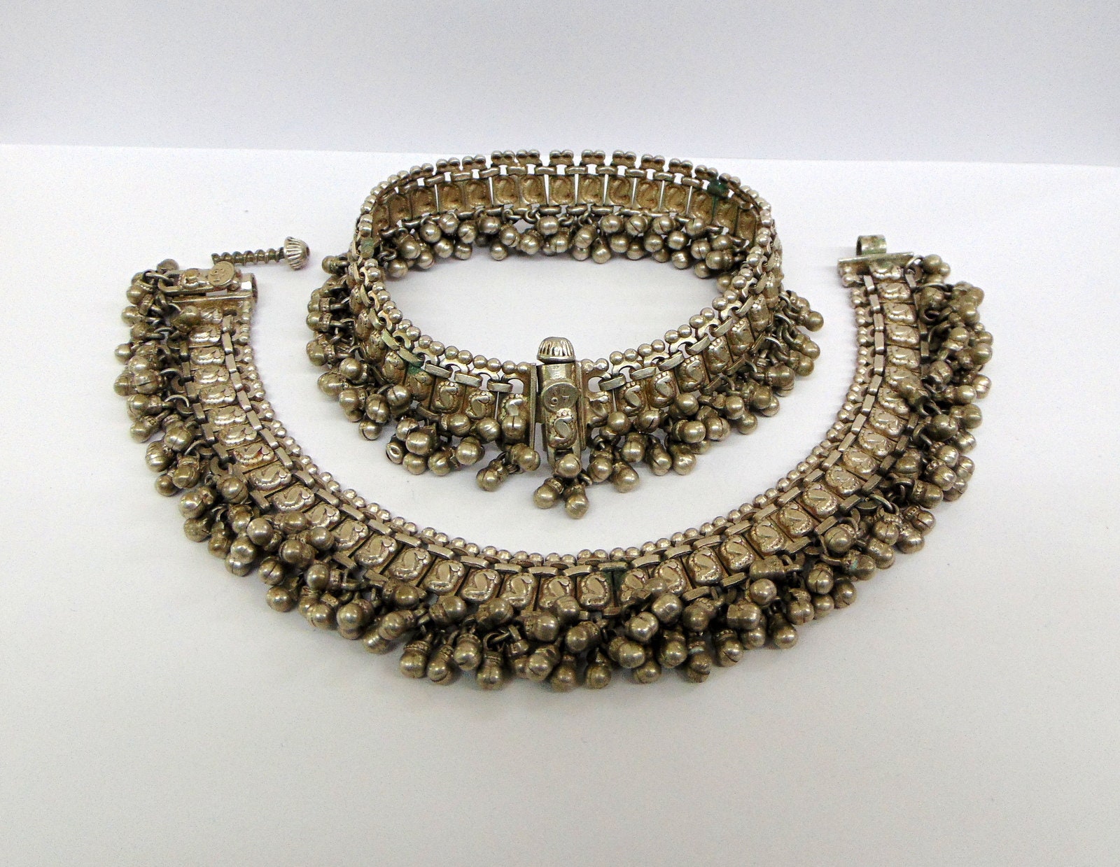 Vintage Antique Ethnic Tribal Old Silver Anklet Feet