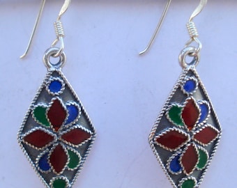 sterling silver enamel earrings rajasthan india