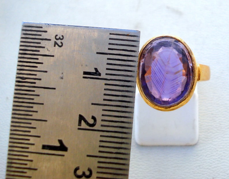 Vintage 18k Gold Ring Amethyst Gemstone Handmade Jewelry | Etsy