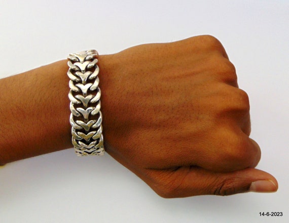 925 sterling silver chain link bracelet bangle hallmarked handmade jewellery